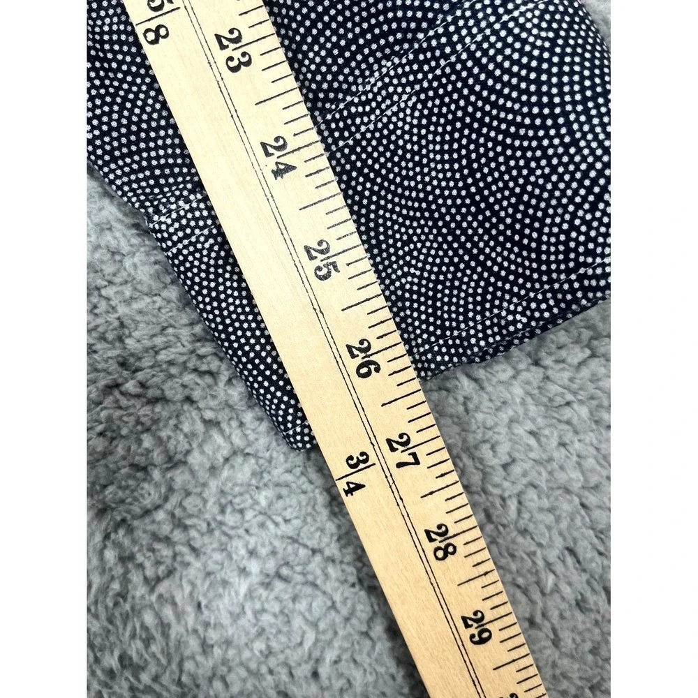 Banana Republic Shirt Men L Linen Blend Black White Dotted Wave Pattern Party